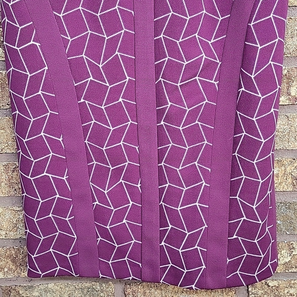 JM Collection Women's Purple Geometric Knee-Length Sheath Dress Size 8 - Picture 5 of 12